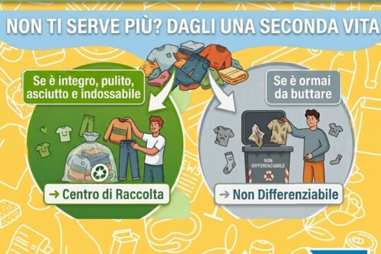 Raccolta di abiti usati e tessili: ai Centri di Raccolta solo capi ancora in buono stato, indossabili e utilizzabili.